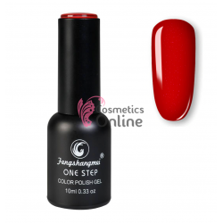 Oja semipermanenta FSM, ONE STEP Color UV/LED 10ml Cod 182 Rosu cu particule Roz